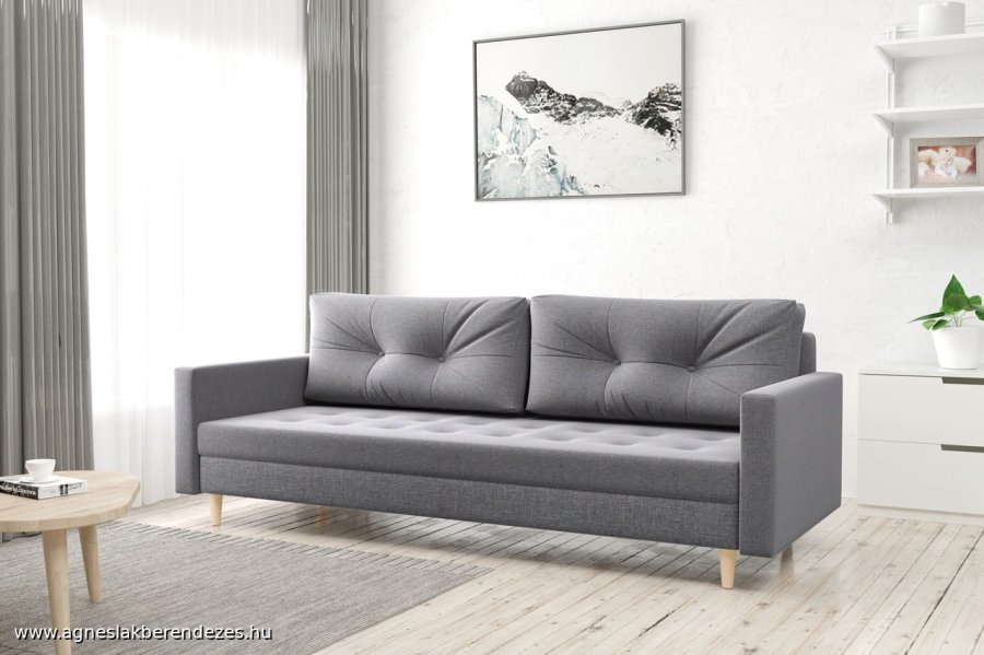 scandi skandináv stílusú lábon álló kanapé tűzött steppelt kihúzható ágy